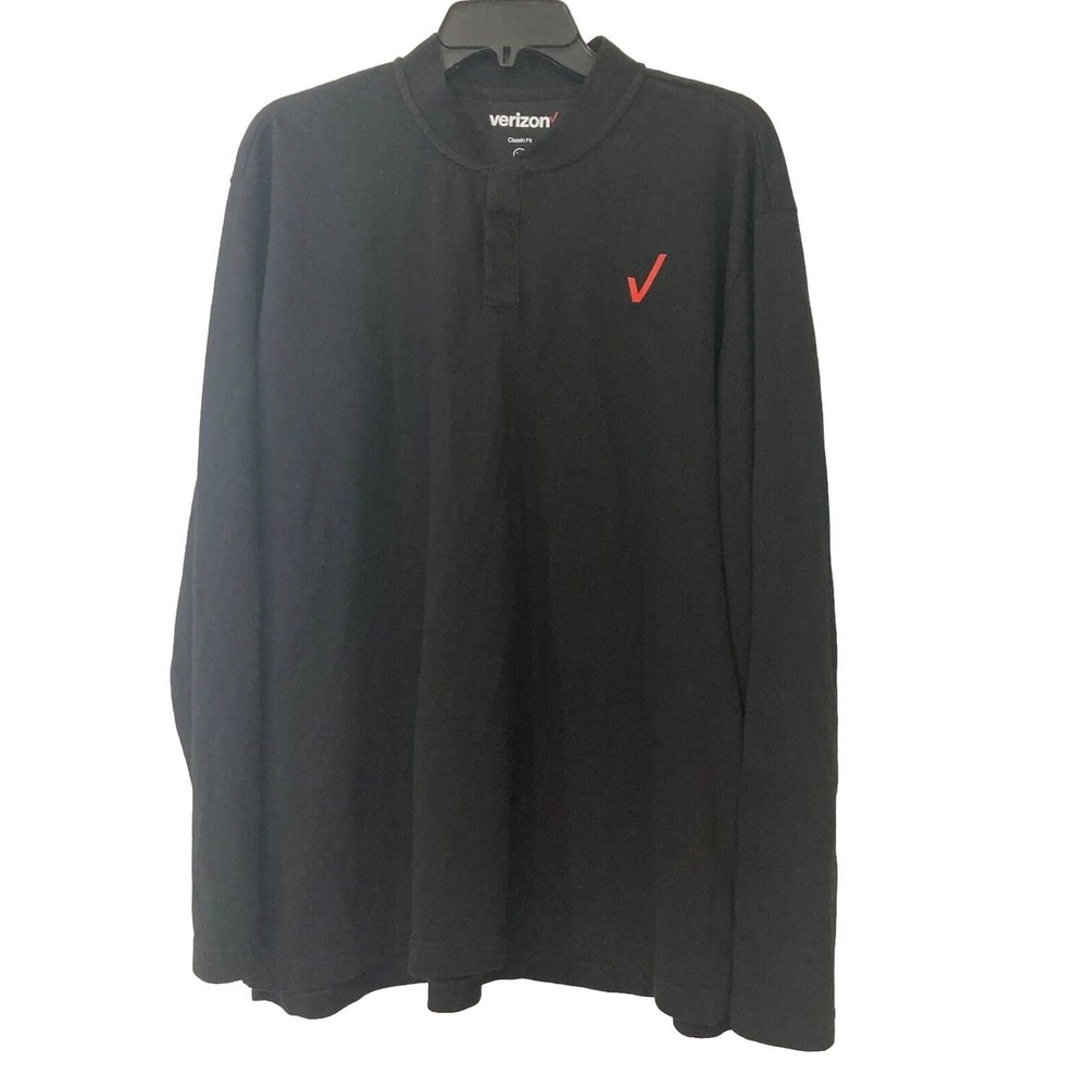 Verizon Employee Black Long Sleeve Henley Button Shirt XL